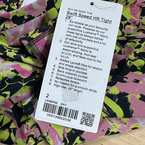 Lululemon Swift Speed High-Rise Tight 28" Inflect Floral Yellow Women's Sz 2 NWT - Picture 9 of 12